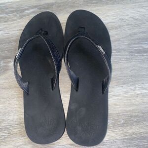 Reef Cushion Black Soft Rubber Insoles Flip Flops Women's sz 11